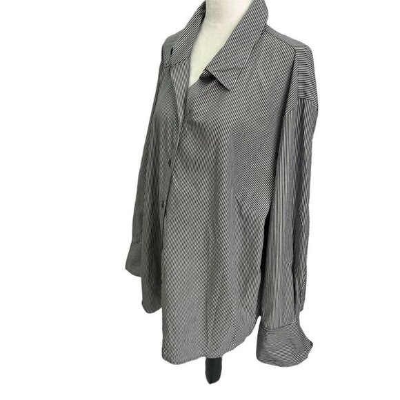 edward🖤grey Stripe Button Down Blouse Top Size 2X - Picture 3 of 10